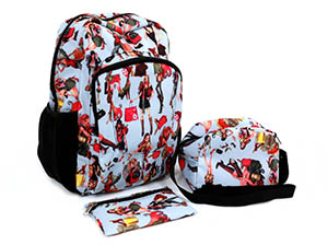 Combo morral, lonchera, cartuchera estampado
