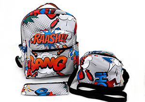 Combo morral, lonchera, cartuchera niños